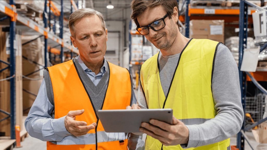 Dos Empleados Mirando Una Pantalla